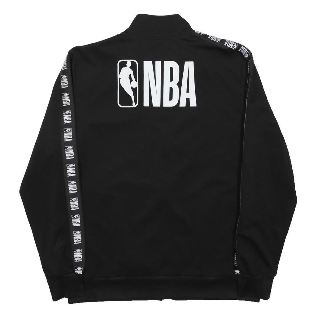 NBA Mens Black Zip Jacket L Polyester Logo Print Sports Casual Streetwear