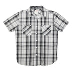 LEVI'S Mens Black & Grey Check Shirt M Cotton Casual Short Sleeve Button Front
