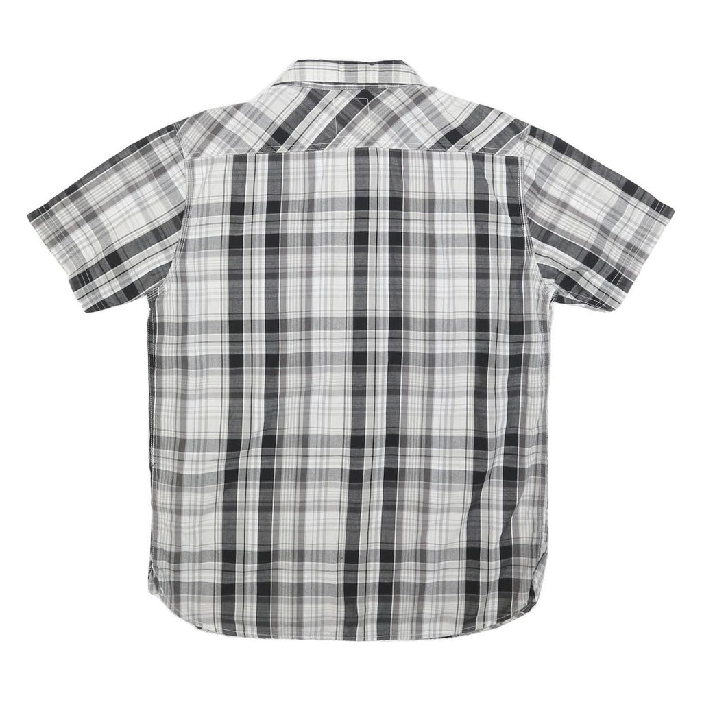 LEVI'S Mens Black & Grey Check Shirt M Cotton Casual Short Sleeve Button Front
