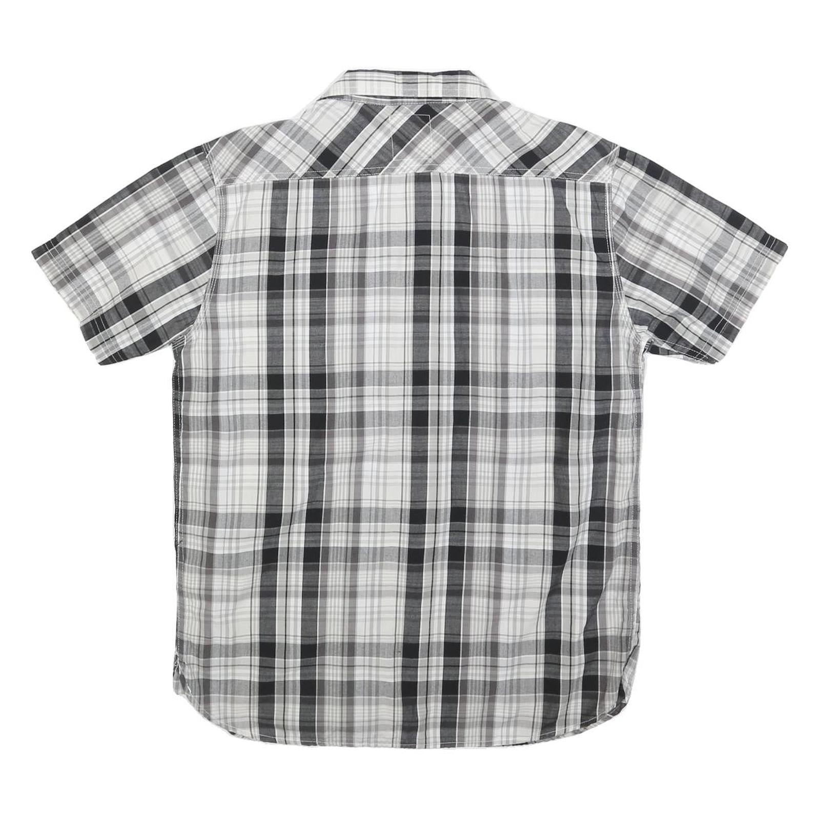 LEVI'S Mens Black & Grey Check Shirt M Cotton Casual Short Sleeve Button Front