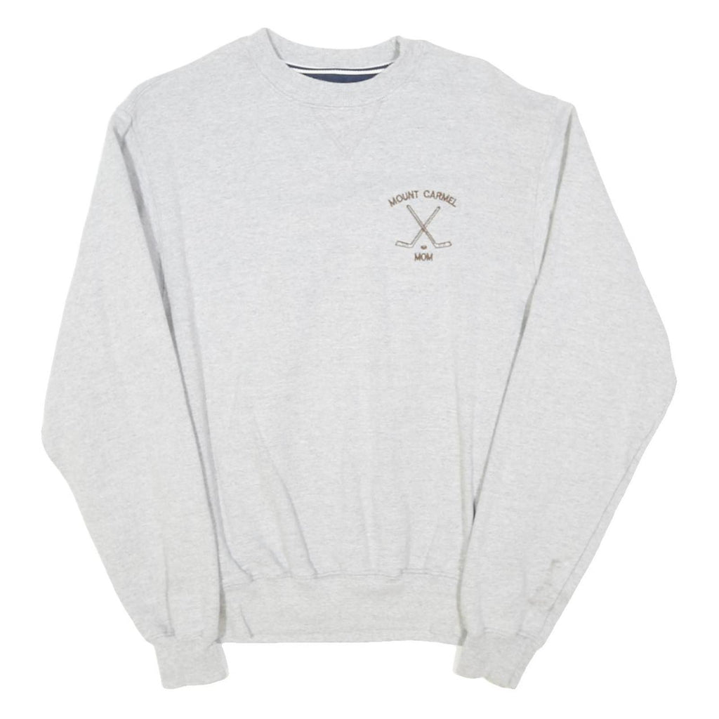 CHAMPION Womens Grey Mount Carmel Mom Crew Neck S Cotton Blend Sweatshirt