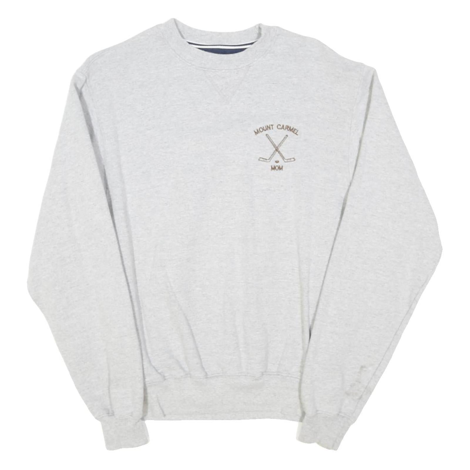 CHAMPION Womens Grey Mount Carmel Mom Crew Neck S Cotton Blend Sweatshirt