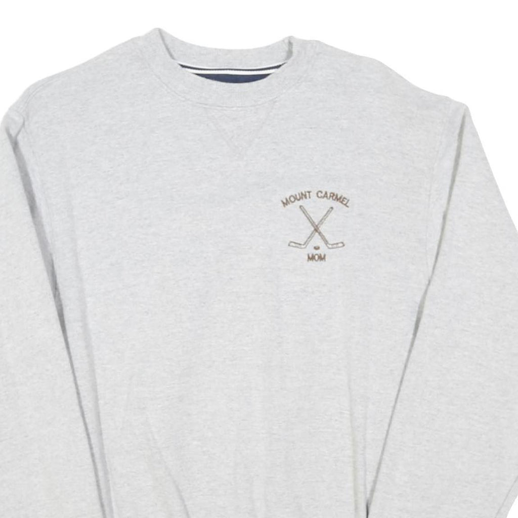 CHAMPION Womens Grey Mount Carmel Mom Crew Neck S Cotton Blend Sweatshirt