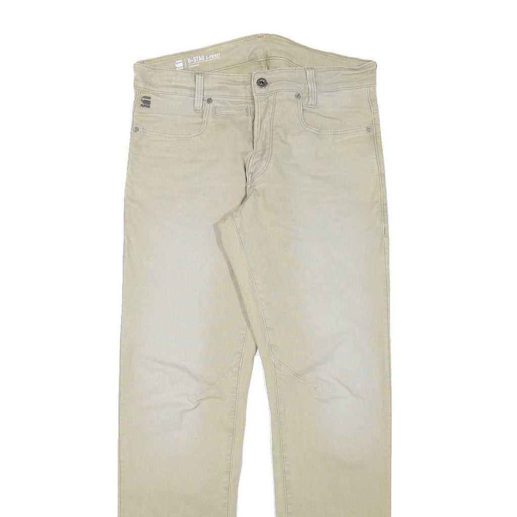 G-STAR Mens Regular Fit Beige Cotton Blend Trousers W31 L32 Casual Zip Closure