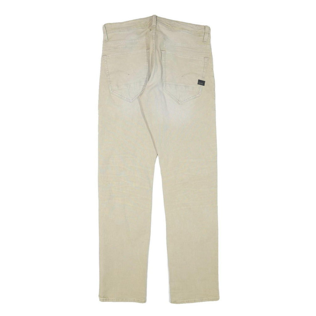 G-STAR Mens Regular Fit Beige Cotton Blend Trousers W31 L32 Casual Zip Closure
