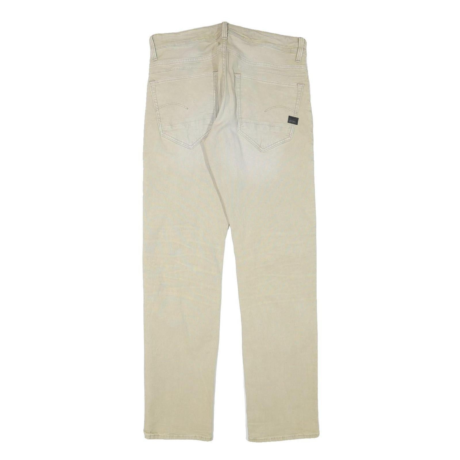 G-STAR Mens Regular Fit Beige Cotton Blend Trousers W31 L32 Casual Zip Closure