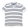 TOMMY HILFIGER Mens White & Navy Blue Striped Short Sleeve Polo Shirt M Casual