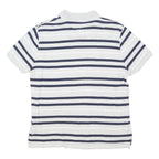 TOMMY HILFIGER Mens White & Navy Blue Striped Short Sleeve Polo Shirt M Casual