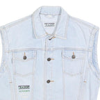 TRADERS Boys Blue Cotton Denim Sleeveless Jacket L Button Plain Stylish