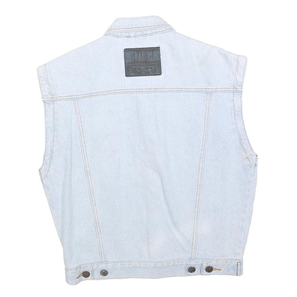 TRADERS Boys Blue Cotton Denim Sleeveless Jacket L Button Plain Stylish
