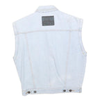 TRADERS Boys Blue Cotton Denim Sleeveless Jacket L Button Plain Stylish
