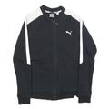 PUMA Womens Black & White Zip Jacket UK 10 Cotton Blend Plain Casual Activewear