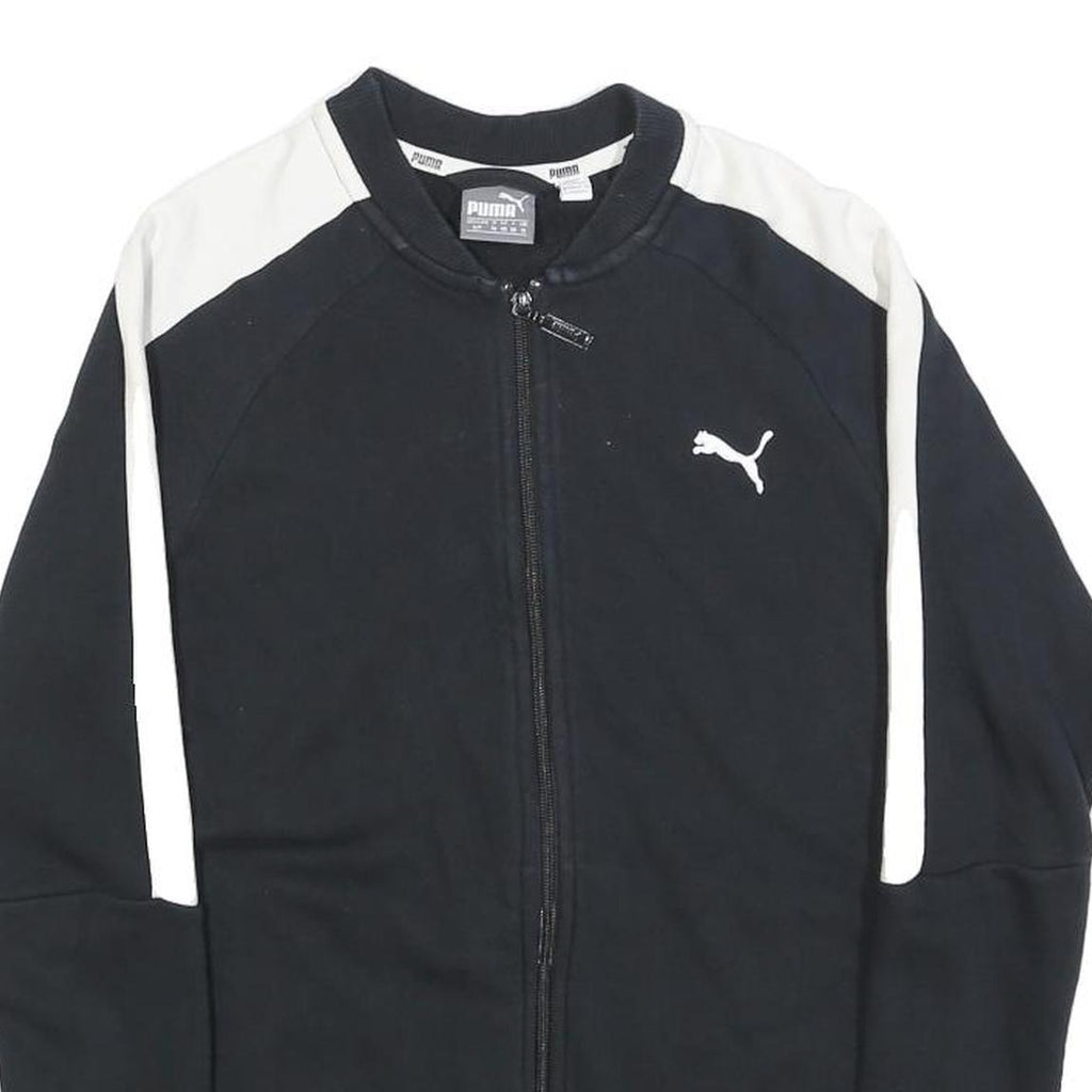PUMA Womens Black & White Zip Jacket UK 10 Cotton Blend Plain Casual Activewear