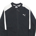 PUMA Womens Black & White Zip Jacket UK 10 Cotton Blend Plain Casual Activewear