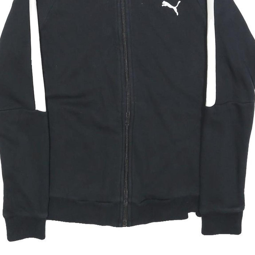 PUMA Womens Black & White Zip Jacket UK 10 Cotton Blend Plain Casual Activewear