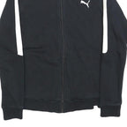PUMA Womens Black & White Zip Jacket UK 10 Cotton Blend Plain Casual Activewear