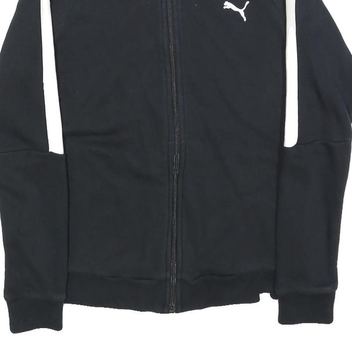 PUMA Womens Black & White Zip Jacket UK 10 Cotton Blend Plain Casual Activewear