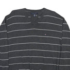 TOMMY HILFIGER Mens Grey & Light Grey Patterned V Neck Basic Knit 2XL Jumper
