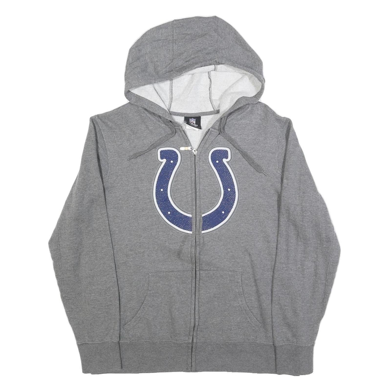 NFL Womens Grey Full Zip Hoodie XL Colts Logo Cotton Blend Casual