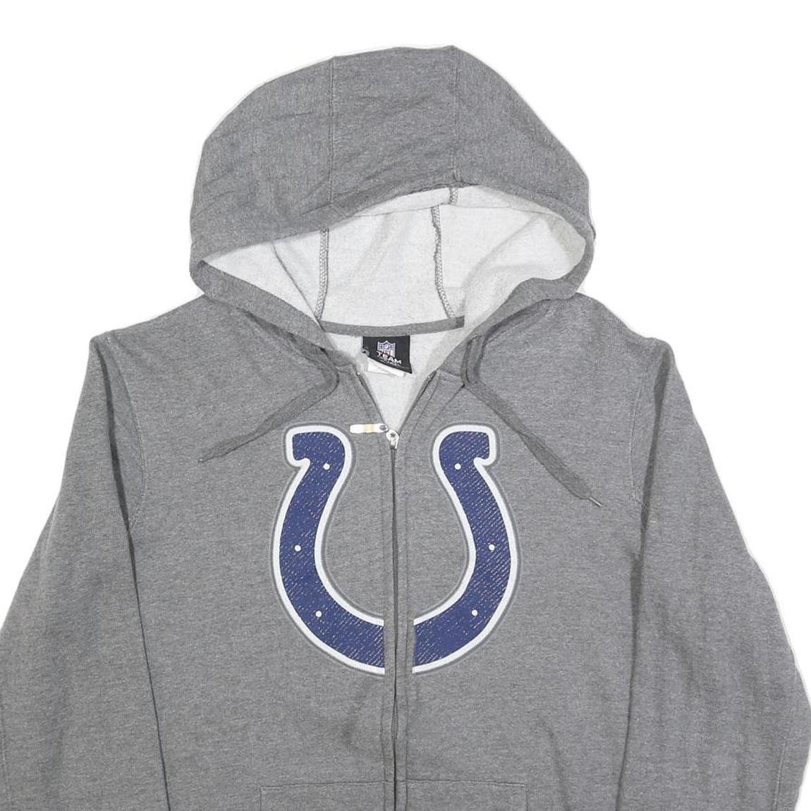 NFL Womens Grey Full Zip Hoodie XL Colts Logo Cotton Blend Casual