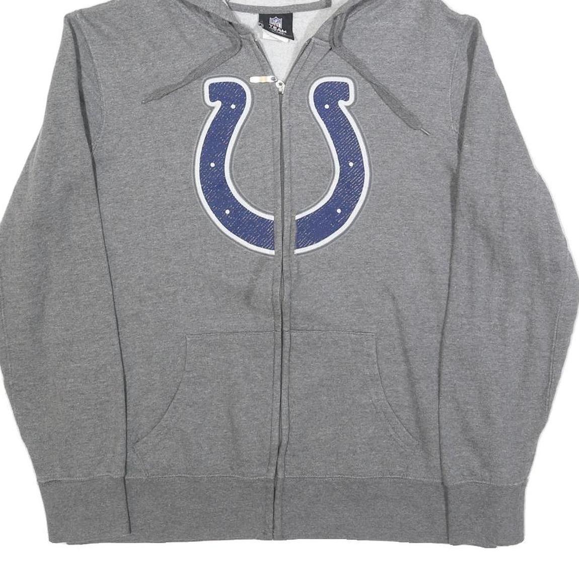 NFL Womens Grey Full Zip Hoodie XL Colts Logo Cotton Blend Casual