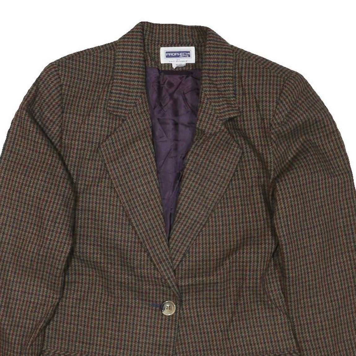 PROPHECY Womens Brown & Green Checked Jacket UK 12 Cotton Blend Classic Blazer