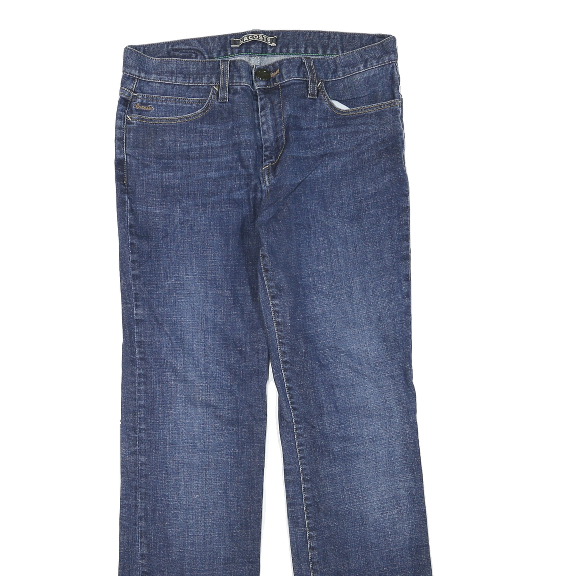LACOSTE Womens Regular Blue Denim Straight Cotton Blend Zip W30 L28 Jeans