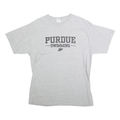 GILDAN Mens Grey Purdue Swimming T-Shirt L Short Sleeve Crew Neck Cotton Blend