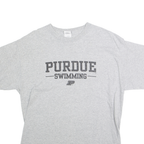 GILDAN Mens Grey Purdue Swimming T-Shirt L Short Sleeve Crew Neck Cotton Blend