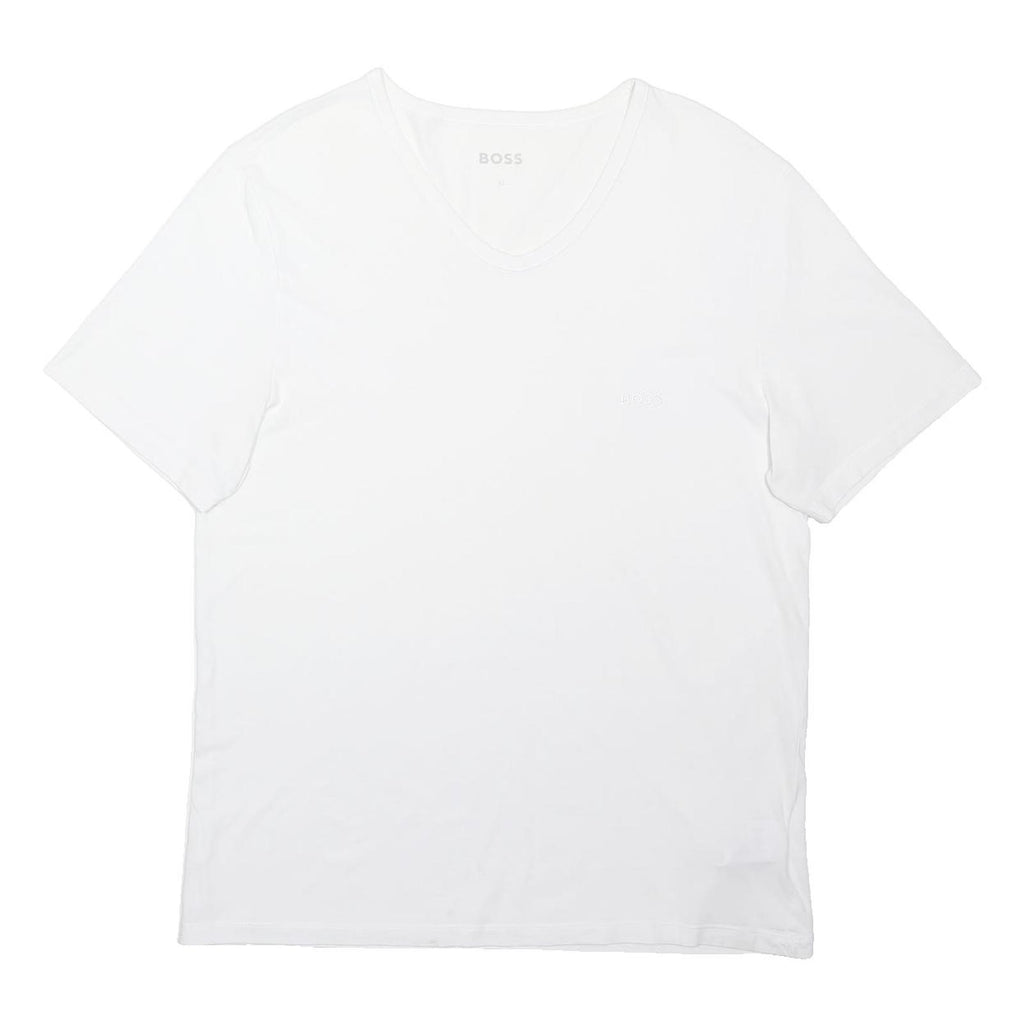 BOSS Womens White Classic T-Shirt XL Short Sleeve V-Neck Cotton Blend