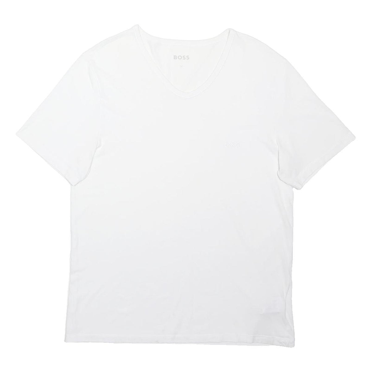 BOSS Womens White Classic T-Shirt XL Short Sleeve V-Neck Cotton Blend