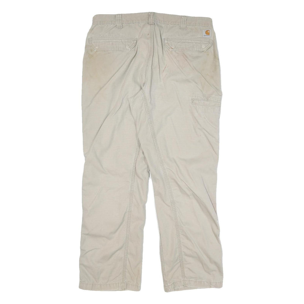 CARHARTT Mens Cotton Blend Beige Relaxed Fit Straight Trousers W38 L32 Workwear