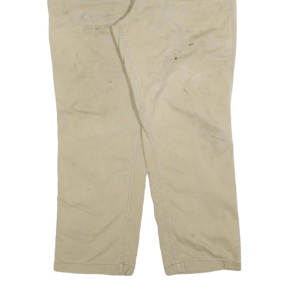 CARHARTT Mens Cotton Blend Beige Relaxed W38 L30 Workwear Trousers Zip Closure