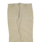 CARHARTT Mens Cotton Blend Beige Relaxed W38 L30 Workwear Trousers Zip Closure