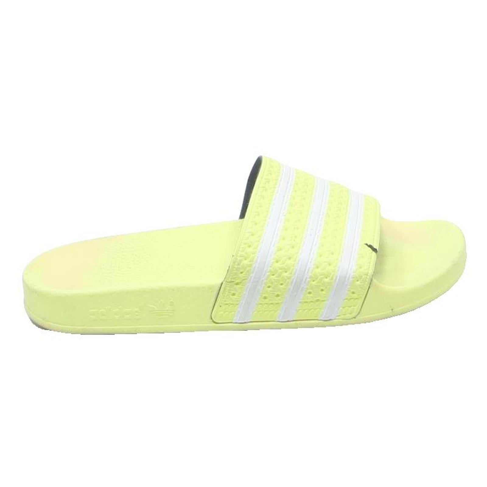 ADIDAS Adilette Mens Slide Sandals Yellow White Synthetic UK 6 Comfort Pool