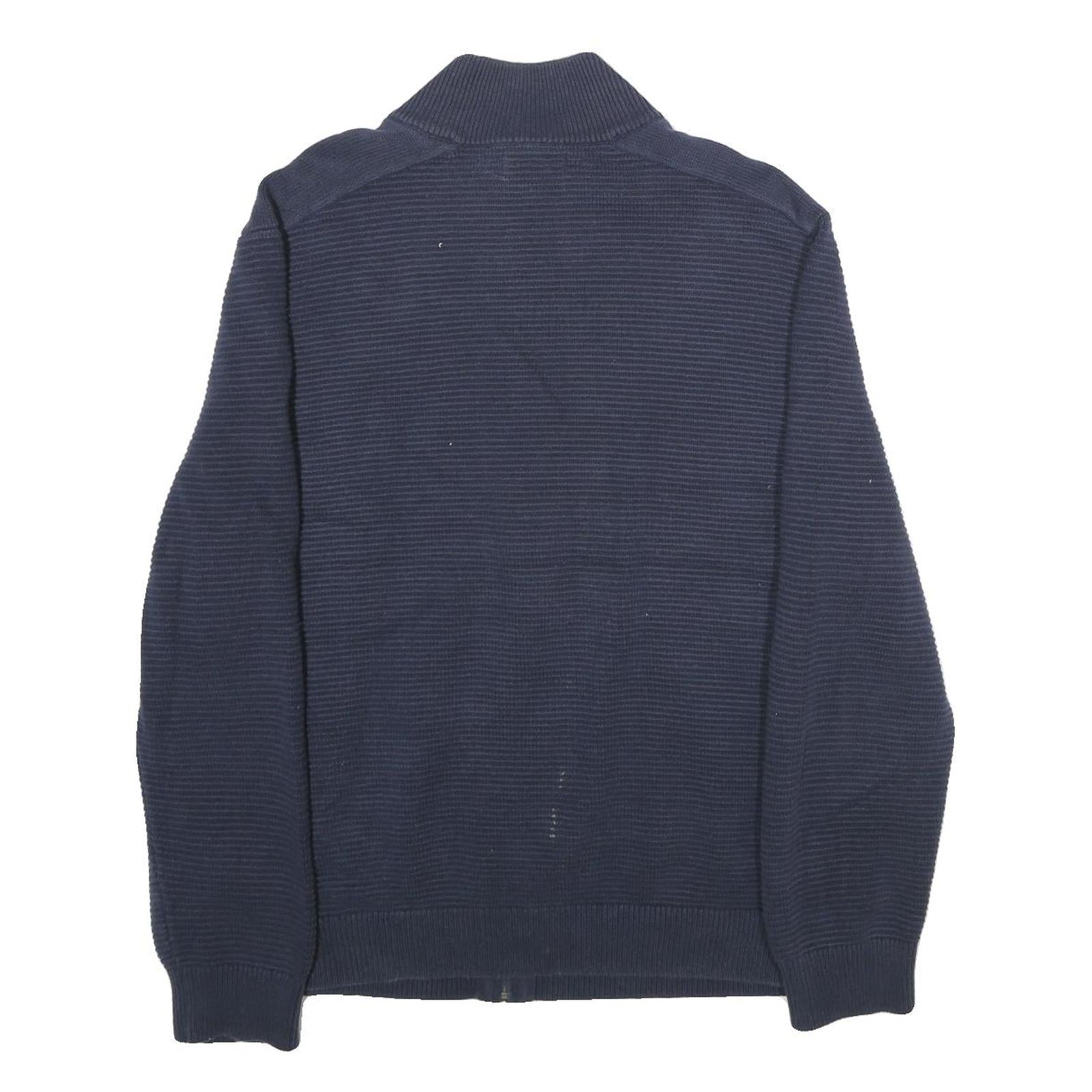 NAUTICA Mens Navy Blue Plain Cotton Full Zip Patterned Jumper XL Casual