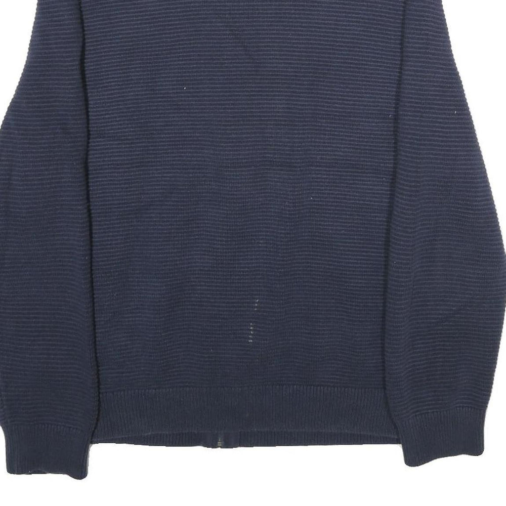 NAUTICA Mens Navy Blue Plain Cotton Full Zip Patterned Jumper XL Casual