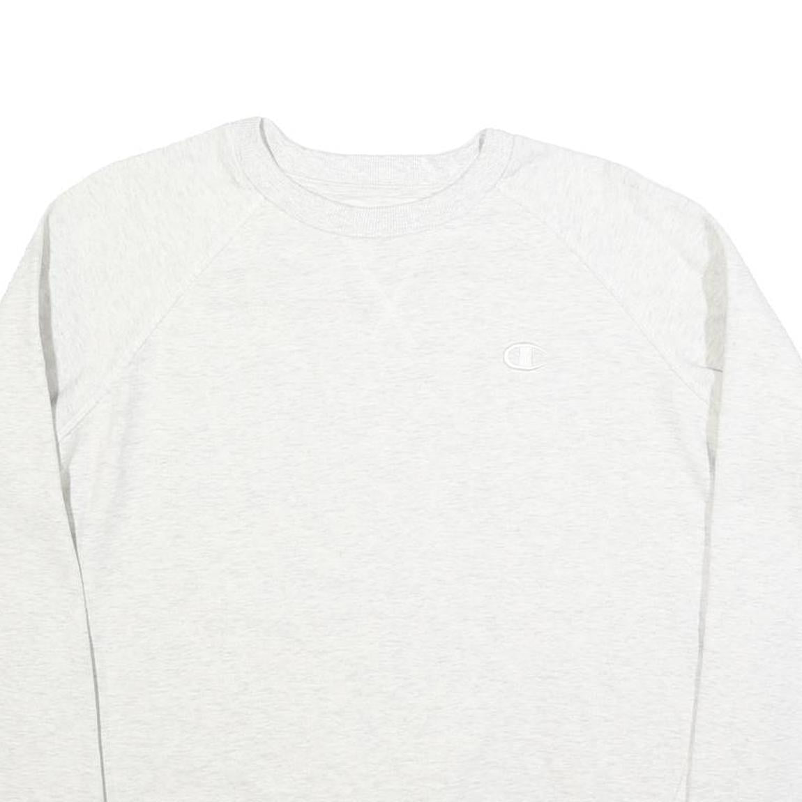 CHAMPION Womens White Crew Neck M Cotton Blend Sweatshirt Pullover Casual