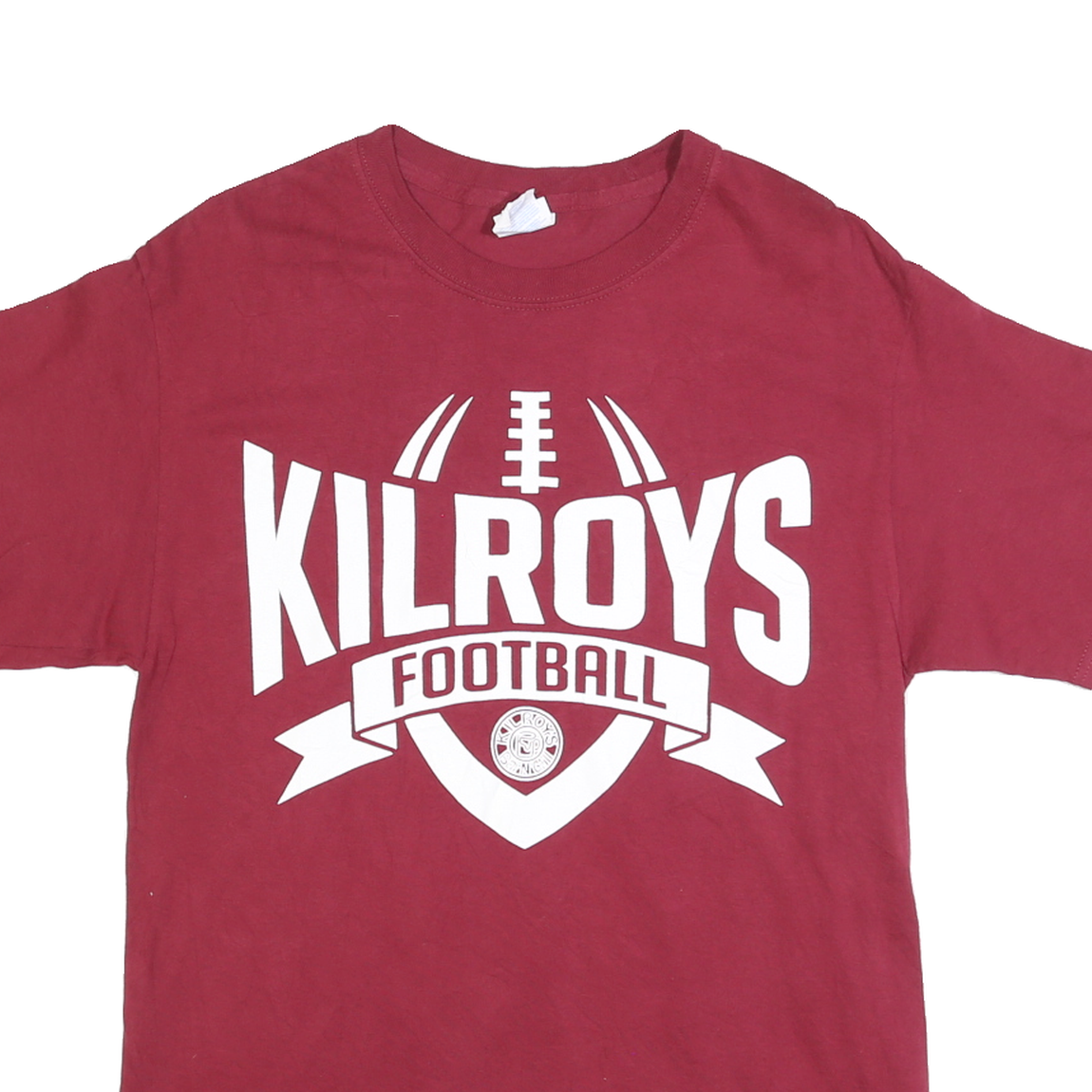 PORT & COMPANY Mens Red Kilroys Football Graphic T-Shirt M Short Sleeve Crew