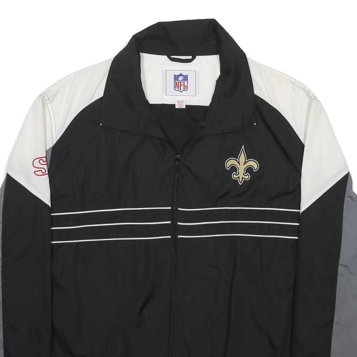 NFL Mens Black White & Grey Zip Up Polyester Track Jacket XL Sportswear