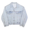 THREE QUARTER Womens Blue Denim Jacket L Cotton Button Classic Casual