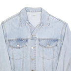THREE QUARTER Womens Blue Denim Jacket L Cotton Button Classic Casual