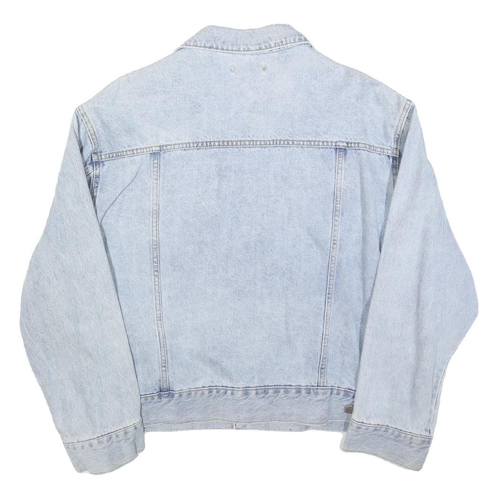 THREE QUARTER Womens Blue Denim Jacket L Cotton Button Classic Casual