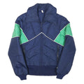 Womens Navy & Green Plain Zip Jacket XS Polyester Blend Sporty Casual