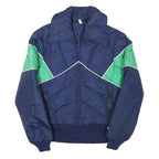 Womens Navy & Green Plain Zip Jacket XS Polyester Blend Sporty Casual