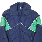 Womens Navy & Green Plain Zip Jacket XS Polyester Blend Sporty Casual