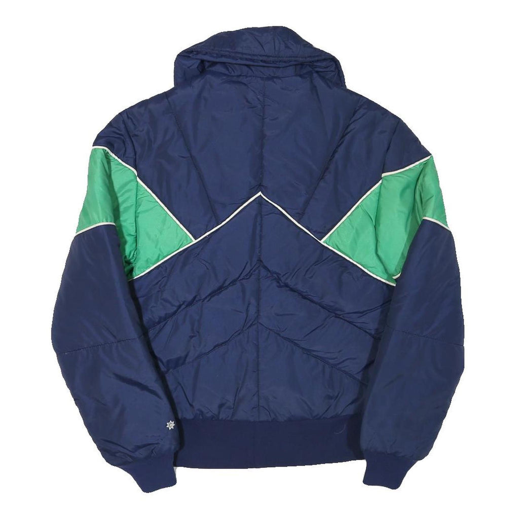 Womens Navy & Green Plain Zip Jacket XS Polyester Blend Sporty Casual