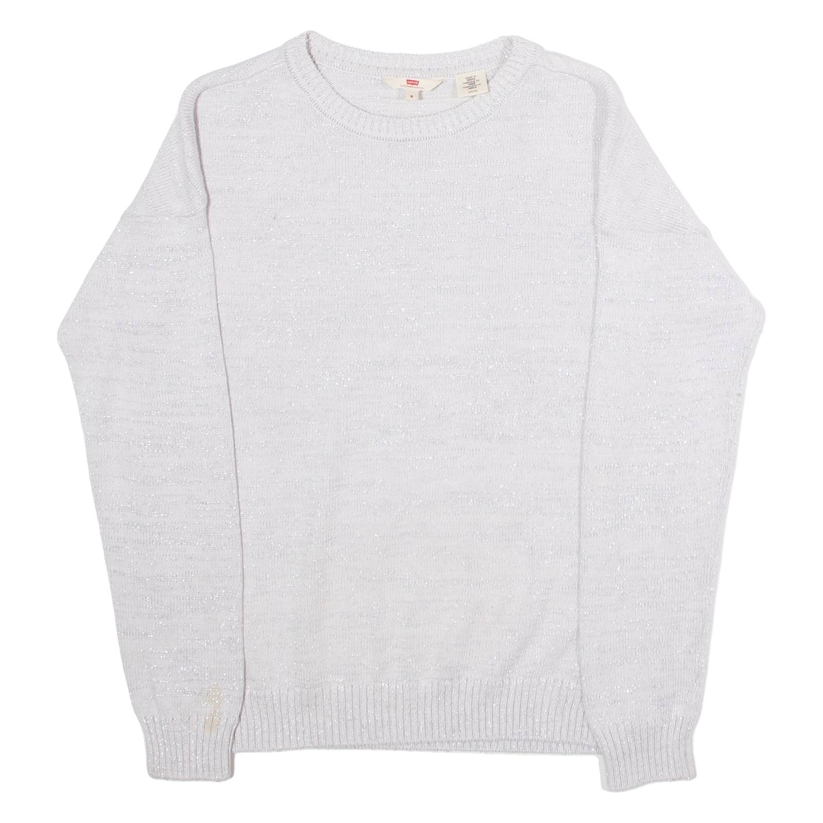 LEVI'S Womens Jumper Grey Crew Neck Tight Knit S