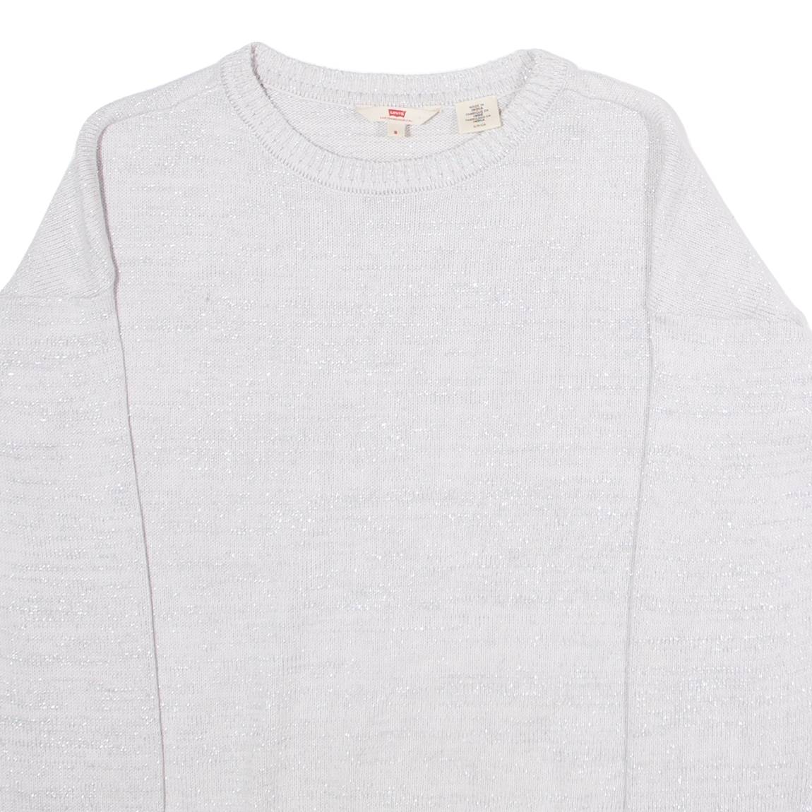 LEVI'S Womens Jumper Grey Crew Neck Tight Knit S