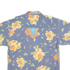 SOVIET Mens Blue Floral Print Cotton Blend Short Sleeve Shirt M Summer Beach